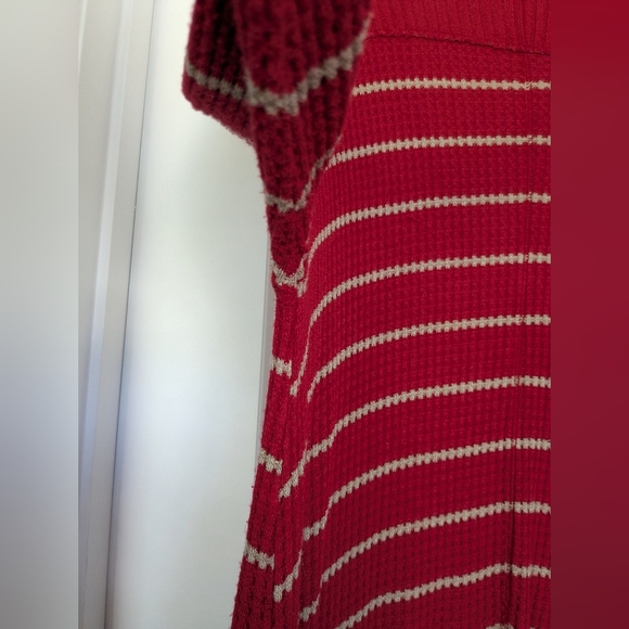 Free People Red Sunset Park Striped Thermal Tunic Knit Size Medium - Picture 9 of 10